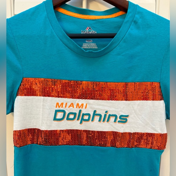 Miami Dolphins NEW w/o tags Bling Sequin Short Sleeve NFL GameDay Party wear - Picture 2 of 3